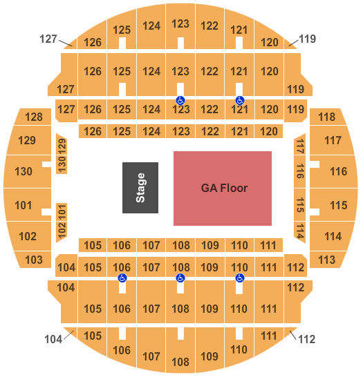 Bojangles Coliseum GA Floor and GA Bowl Seating Chart
